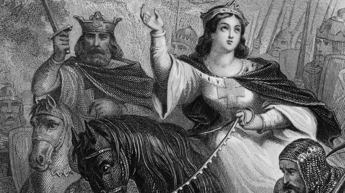 Eleanor of Aquitaine rides east with her husband, Louis VII. (Credit: Chronicle/Alamy Stock Photo)