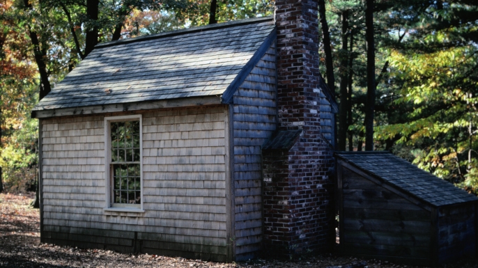 A replica of writer Henry David Thoreau's cabin in Concord, Massachusetts. (Credit: Kim Grant/Getty Images)