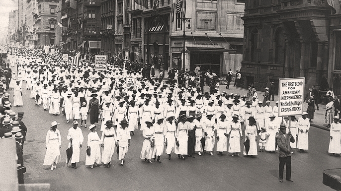 A silent march to protest the police treatment of blacks during riots in New York City, 1917. They marched down Fifth Avenue on that summer Saturday without saying a word. (Credit: Underwood Archives/Getty Images)
