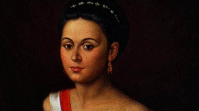 Detail of a portrait hung in the Museo Quinta De Bolivar in Bogota, Colombia, South America, 1971. (Credit: Harvey Meston/Archive Photos/Getty Images)