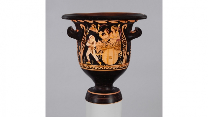 The ancient krater seized from the Metropolitan Museum of Art by the district attorney’s office in Manhattan. (Credit: The Metropolitan Museum of Art)