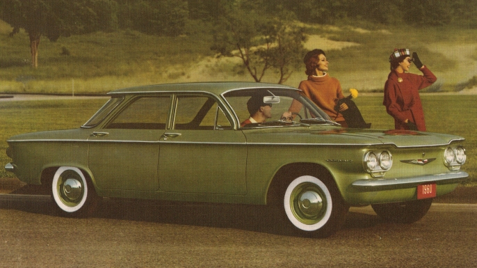 Advertisement featuring the 1960 Chevrolet Corvair. (Credit: John Lloyd/Flickr Commons/CC BY 2.0)