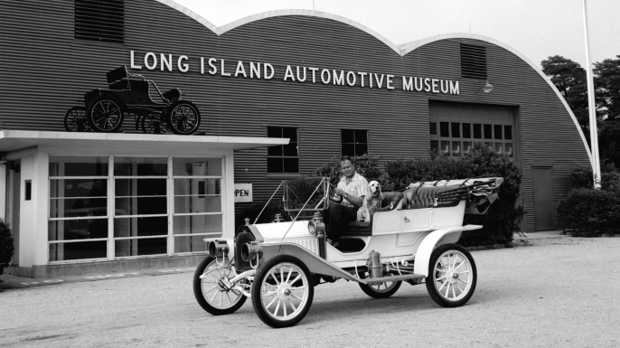 A Buick Model 10 outside the Long Island Automotive Museum in New York State, 1950s. (Credit: Carsten/Three Lions/Getty Images)