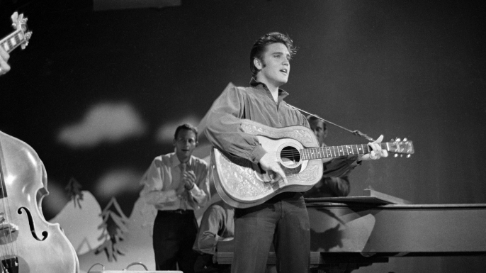 Elvis Presley on The Ed Sullivan Show at CBS Television City, Los Angeles, September 9, 1956. (Credit: CBS via Getty Images)