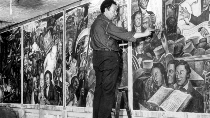 Diego Rivera working on a mural in 1939. (Credit: Everett Collection Inc/Alamy Stock Photo)