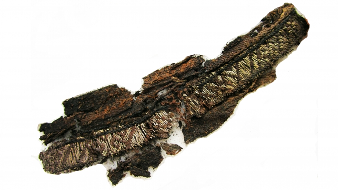 Excavated fragments of a woven band discovered at the Swedish sites. (Credit: Annika Larsson)