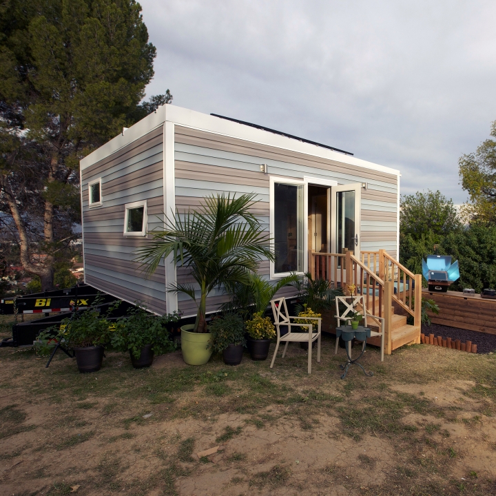 Phillise and her sons were able to get the perfect eco-friendly tiny house, with three solar panels on the roof of the modern home.