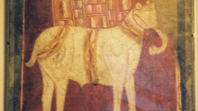 12th-century depiction of a white war elephant