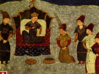 Batu Khan on the throne of the Golden Horde
