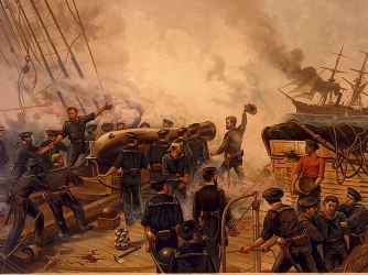 On board USS Kearsage during the June 19,1864 clash with CSS Alabama