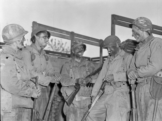 Members of the "Devil's Brigade" on patrol in Anzio, April 1944.
