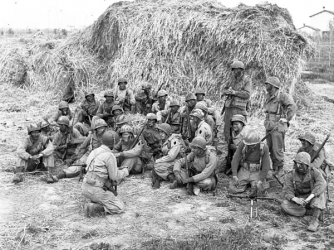 "Devil's Brigade" members being briefed at Anzio, April 1944.