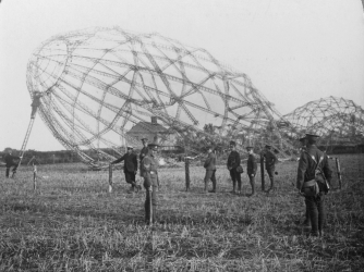 Zeppelin shot down near Colchester, England in 1916