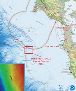 The shipwreck site of USS Independence near Half Moon Bay, California. (Credit: NOAA's Office of Ocean Exploration and Research/NOAA's Office of National Marine Sanctuaries)