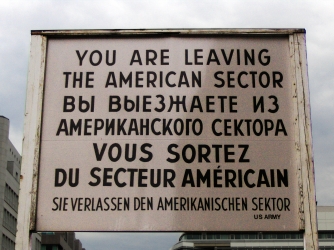 Replica of the famous sign that once stood near the Checkpoint. Berlin, berlin wall