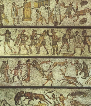 1st century A.D. mosaic depicting "bestiarii."