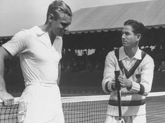 Joe Hunt and Bobby Riggs at the 1938 national championships (Credit: Time Life Pictures/Pix Inc./The LIFE Picture Collection/Getty Images)