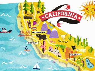 Map of tourist attractions in California. (Credit: Getty Images)
