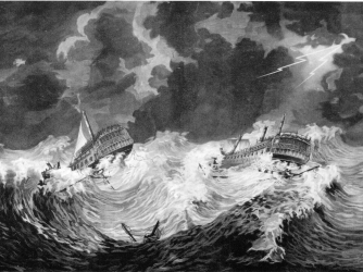 HMS Hector and HMS Bristol in the hurricane of 1780.
