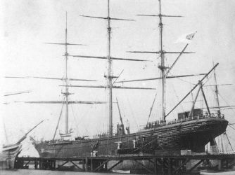 CSS Shenandoah in dry dock in Williamstown, Victoria, Australia, 1865.