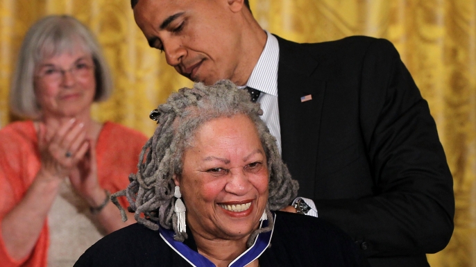 Novelist Toni Morrison is presented with a Presidential Medal of Freedom by U.S. President Barack Obama, May 29, 2012. (Credit: Alex Wong/Getty Images)
