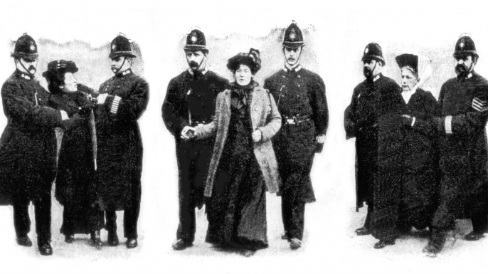 Demonstration and arrest of suffragettes in London, 1907. (Credit: Photo12 Getty Images)