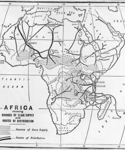 A map showing the sources of slave supply and routes of distribution. (Credit: Hulton Archive/Getty Images)