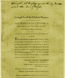 Vermont Statehood. (Credit: Vermont Historical Society)