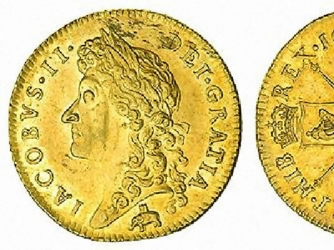 1686 guinea showing the Royal African Company logo. (Credit: Public Domain)
