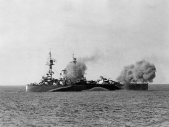 English battleship HMS Rodney built in 1922 which sank the german ship Bismarck in 1941. (Credit: Apic/Getty Images)