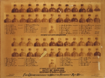 Group of portraits showing the members of the Chicago Police's First Division, who charged teh mob at the Haymarket Riot, Chicago, IL, 1886. (Photo by Chicago History Museum/Getty Images)