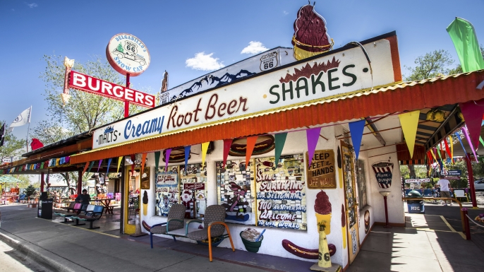 Landmark Delgadillo's Snow Cap Drive- eatery and roadside attraction located along Route 66 in Seligman, Arizona. (Credit: littleny/www.istockphoto.com)