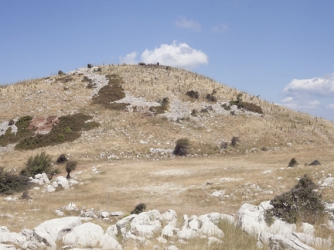 South hill of Mount Lykaion with the ash altar of Zeus at its top.