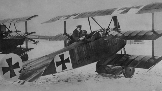 Baron von Richthofen with one of his triplanes.