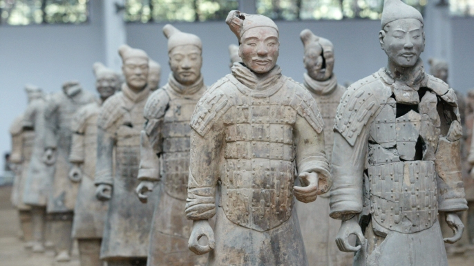 The 2,200-year-old Terra Cotta Army on display in Xian, China. (