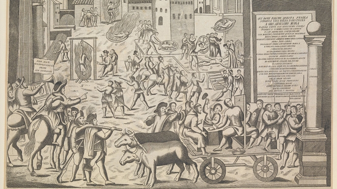Drawing of the Great Plague in Milan