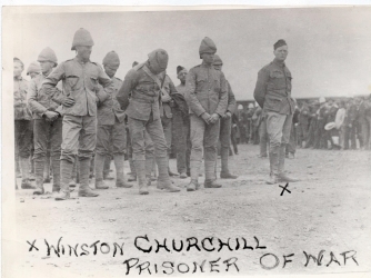 Churchill (far right) with his fellow POWs. (Credit: Doubleday)