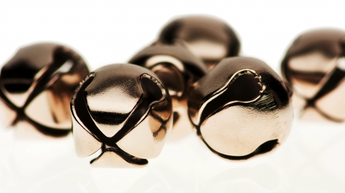 A set of the classic four-leaf shaped jingle bells. (Credit: WilshireImages)