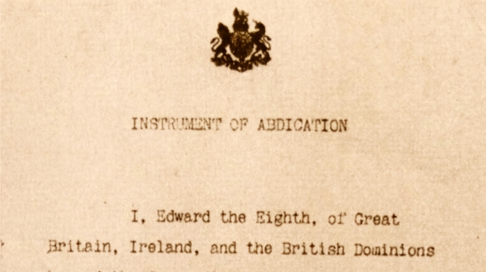 Copy of the document that confirms the abdication of King Edward VIII. (Credit: Universal History Archive/Getty Images)