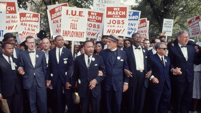 Martin Luther King, Jr. and other leaders of the March on Washington in August 1963. (Credit: Robert W. Kelley/The LIFE Picture Collection/Getty Images)