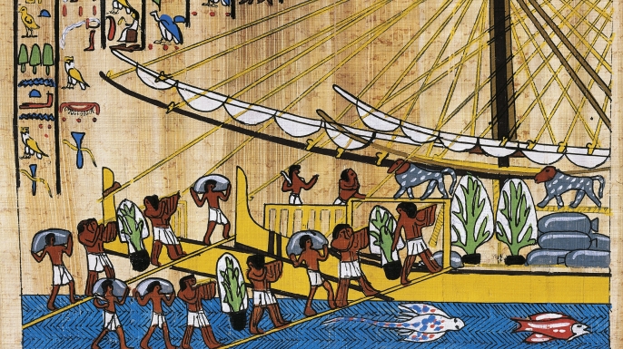 Papyrus showing preparations for an Egyptian journey to Punt. (Credit: De Agostini Picture Library/Getty Images)