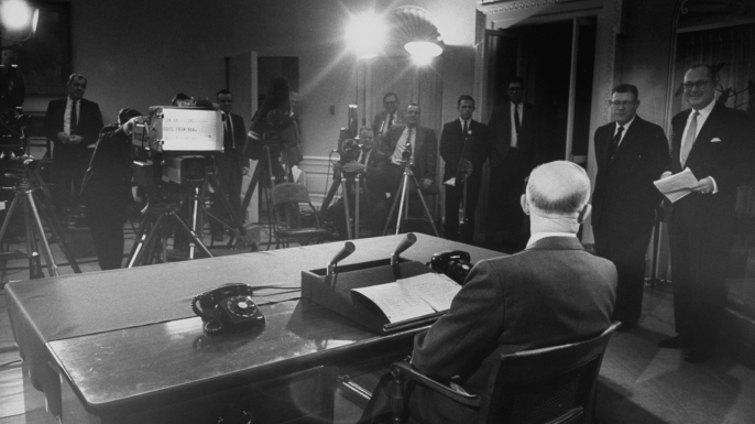 President Dwight D. Eisenhower presenting his farewell address to the Nation. (Credit: Ed Clark/The LIFE Picture Collection/Getty Images)