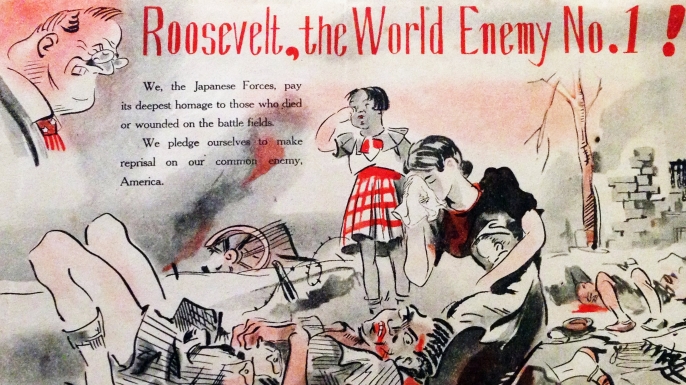 Anti-Roosevelt propaganda poster used by the Japanese. Dated 1941, (Credit: Universal History Archive/UIG/Getty images)