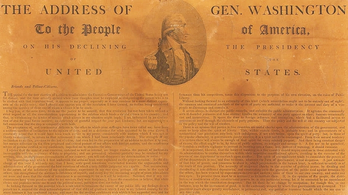 George Washington's farewell address. (Credit: Public Domain)