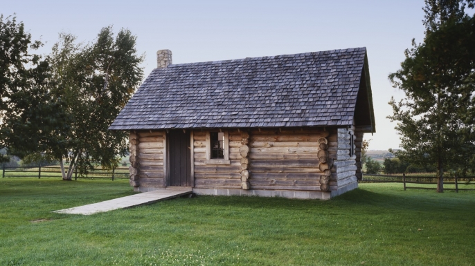 Replica of "The Little House in the Big Woods" at the Laura Ingalls Wilder House in Pepin, Wisconsin.