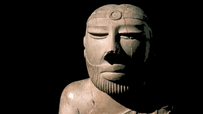Sculpture from the ancient Indus Valley city of Mohenjo-Daro, now in the Karachi Museum in Pakistan. (Credit: Corbis/VCG via Getty Images)