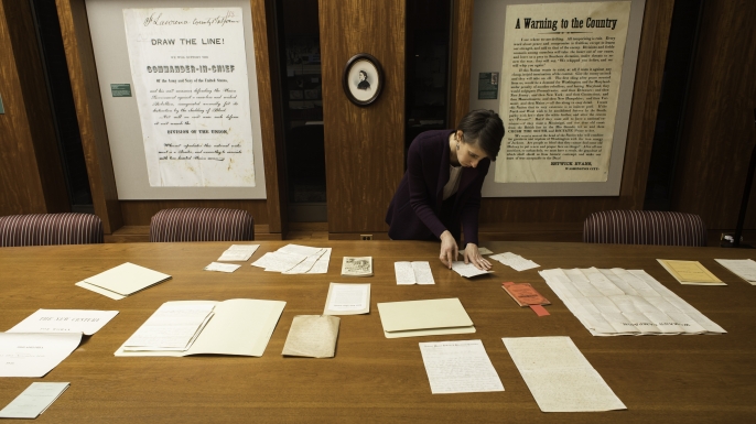 Manuscript Librarian Lori Birrell. (Credit: J. Adam Fenster / University of Rochester)