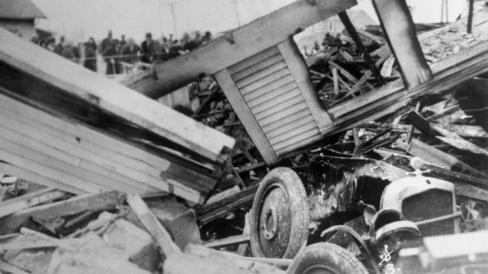 Rita and Bill Smith's house after blast. (Credit: David Grann)