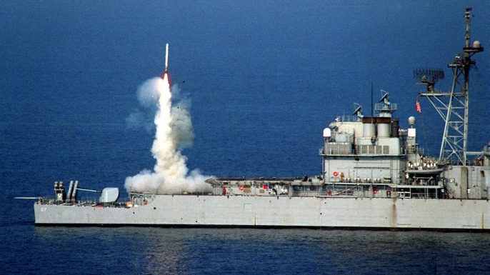 USS Shiloh launching a Tomahawk cruise missile