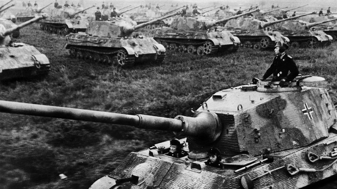 A formation of Tiger II tanks - January 1945. (Credit: ullstein bild/ullstein bild via Getty Images)